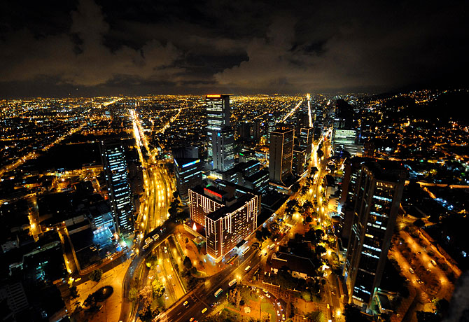 Vista nocturna de Bogotá